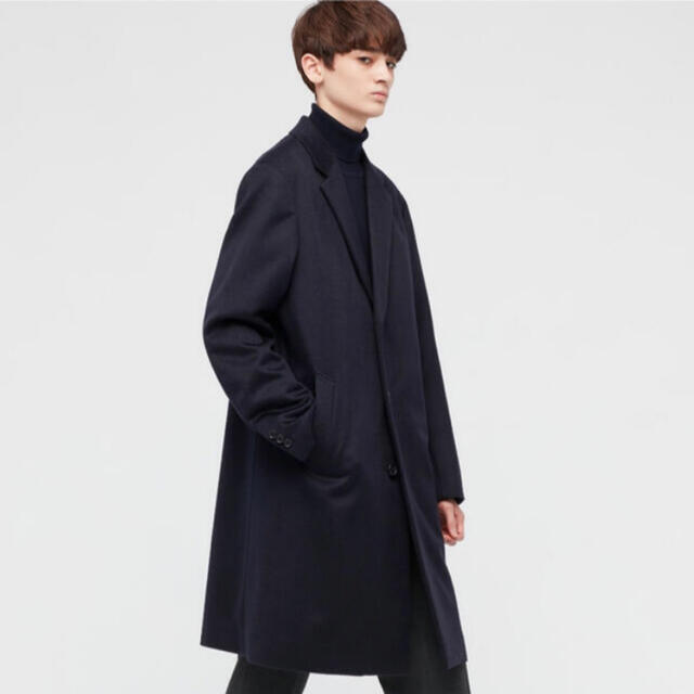 新品未使用 UNIQLO ウールカシミヤ チェスターコート NAVY L - アウター