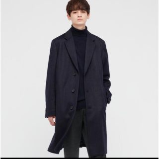 ユニクロ(UNIQLO)の21AW UNIQLO ウールカシミヤチェスターコート ネイビー L(チェスターコート)