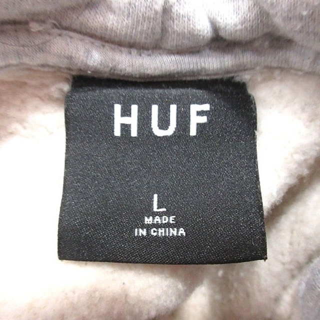 HUF トップス　パーカー　グレー　ロゴ　刺繍　長袖　フード　裏起毛　ブランド