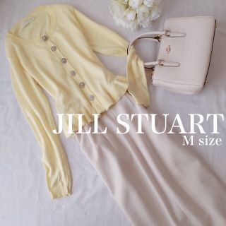 ジルスチュアート(JILLSTUART)のジルスチュアート黄色ペプラムビジューカーディガン春イエロー冬レディースクルーネッ(カーディガン)