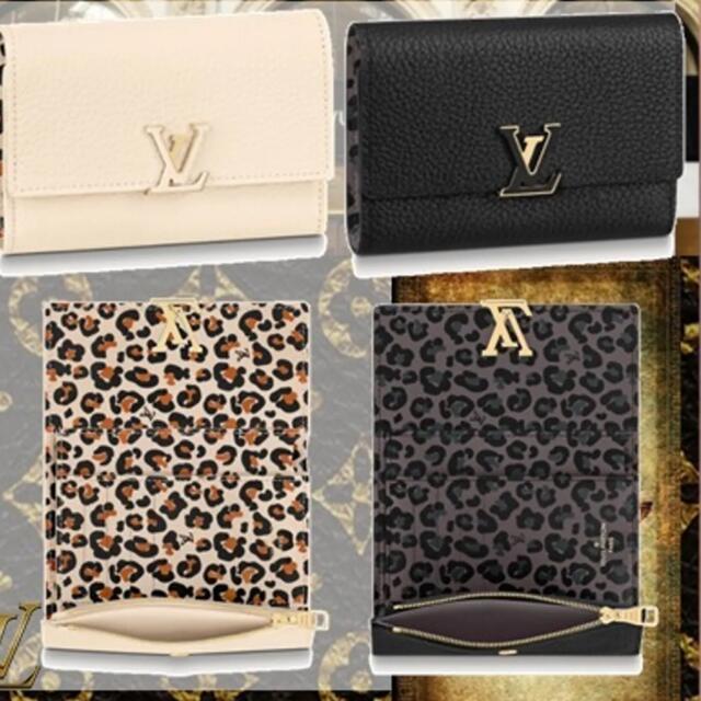 LOUIS VUITTON(ルイヴィトン)の美品！ルイヴィトンポルトフォイユカプシーヌコンパクト☆ノワール☆レオパード レディースのファッション小物(財布)の商品写真