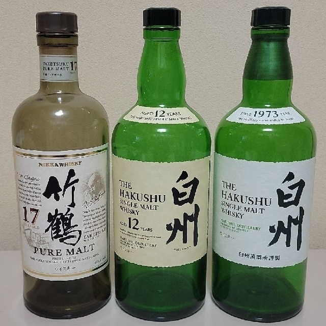 竹鶴17年・白州12年・白州　空瓶 食品/飲料/酒の酒(ウイスキー)の商品写真