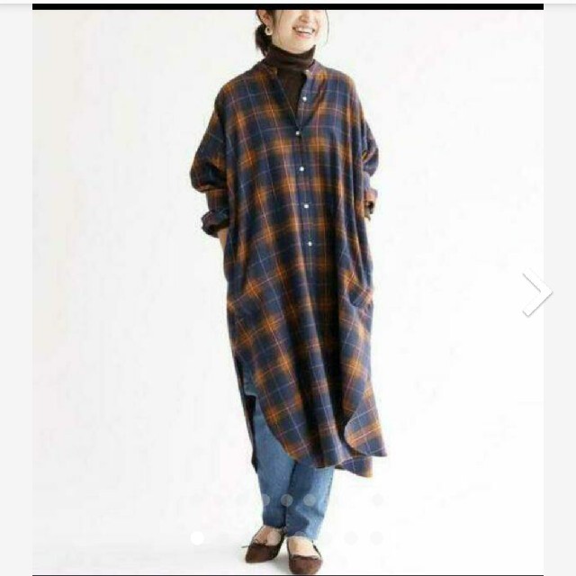 イエナ チェック柄 ロングシャツワンピース - ロングワンピース/マキシ