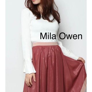 ミラオーウェン(Mila Owen)のMila Owen　ミラオーウェン　デコルテあき袖リボンニット0　ホワイト(カットソー(長袖/七分))