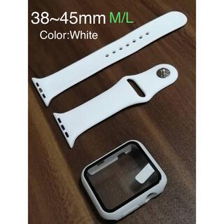 アップルウォッチ(Apple Watch)のホワイト アップルウォッチ ラバーベルト シリコンバンド カバー セット M/L(ラバーベルト)
