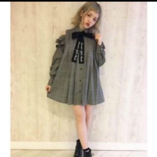 one spo - グレンチェックワンピース グレー one spo ワンスポの one spo - グレンチェックワンピース グレー one spo ワンスポの