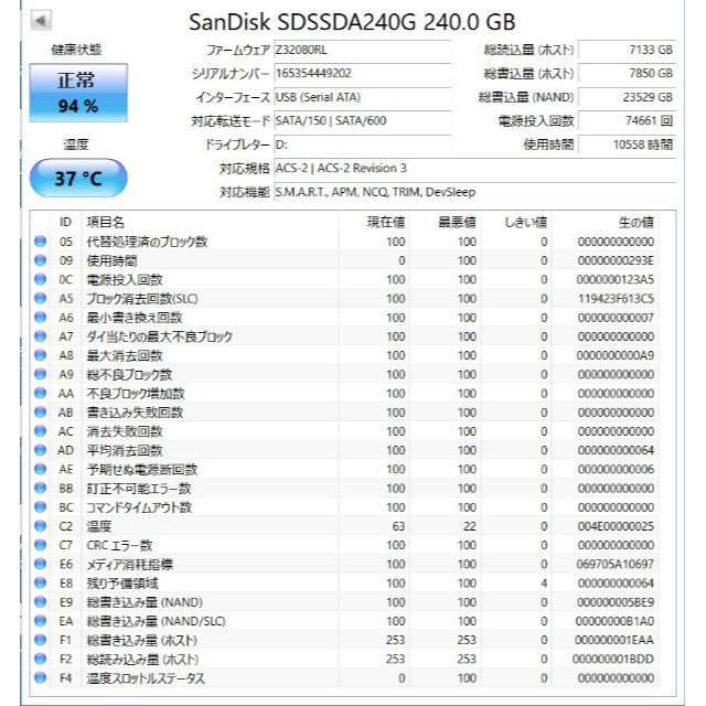 SanDisk(サンディスク)のSanDisk SSD Plus 240GB SDSSDA-240G スマホ/家電/カメラのPC/タブレット(PCパーツ)の商品写真
