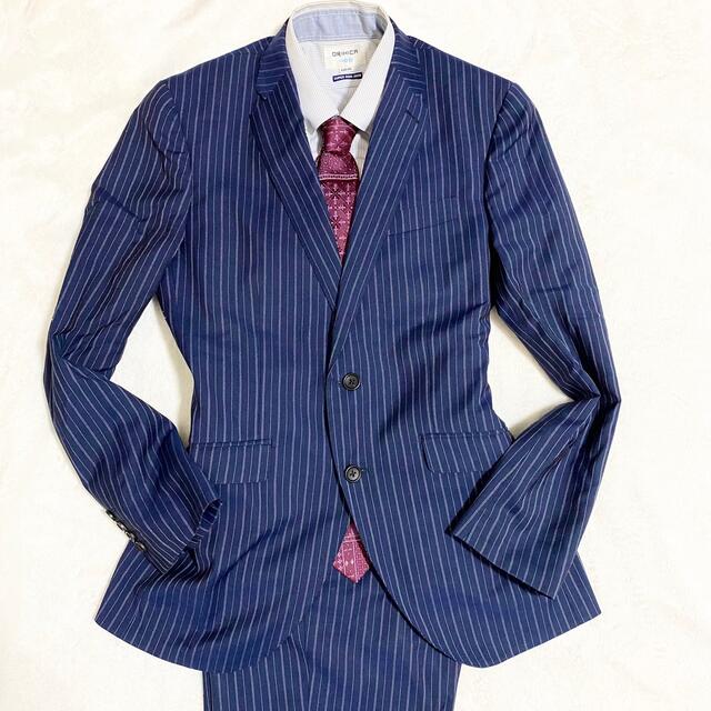 人気商品!! Lanvin en Bleu ストライプジャケットスーツ 総裏地 L