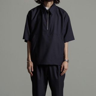 マーカウェア(MARKAWEAR)のMARKAWARE オーガニックウールトロピカル プルオーバーシャツ navy1(シャツ)