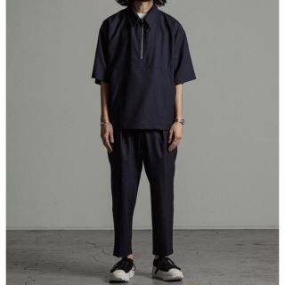 マーカウェア(MARKAWEAR)のMARKAWARE オーガニックウールトロピカル ペグトップ navy 1(スラックス)