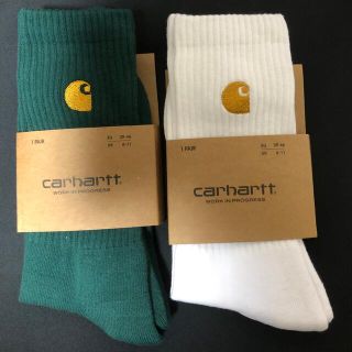 カーハート(carhartt)のcarhartt カーハート　ソックス 新品未使用品2足セット　緑　白(ソックス)