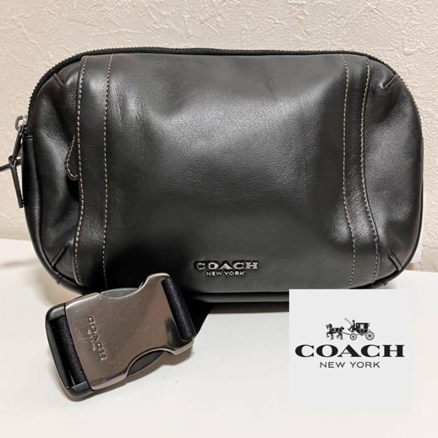 coach☆ブラックレザーボディーバッグ 未使用ボディーバッグ