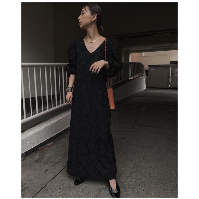 FLOWER JACQUARD STRAIGHT DRESS - ロングワンピース/マキシワンピース