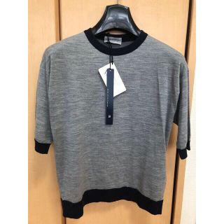 ジョンスメドレー(JOHN SMEDLEY)の【新品】JOHN SMEDLEYクルーネックショートスリーブニット Sグレー×紺(ニット/セーター)