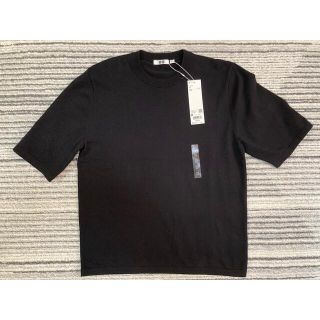 ユニクロ(UNIQLO)のUNIQLO U オーバーサイズニットTシャツ（5分袖）　ブラック　Mサイズ(Tシャツ/カットソー(半袖/袖なし))