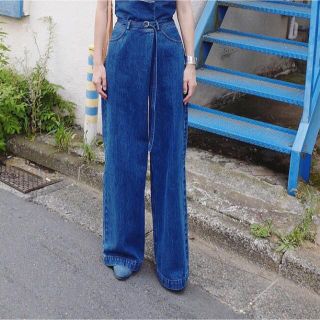 美品　クラネ　デニムパンツ　ワイドパンツ　ブルー　24size(デニム/ジーンズ)