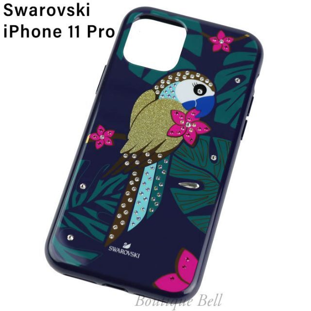 【スワロフスキー】トロピカルパロットiPhone11Proケース ネイビーマルチ iPhoneケース