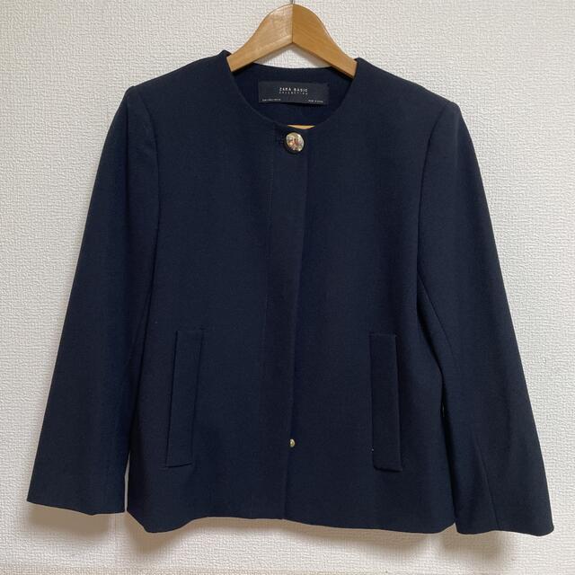 ZARA(ザラ)のZARAbasic 紺ジャケット　フォーマル レディースのジャケット/アウター(ノーカラージャケット)の商品写真