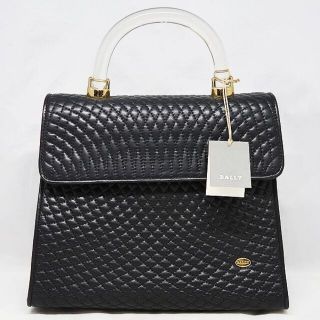 バリー(Bally)の美品 BALLY バリー レザー 2WAY ハンドバッグ ショルダー 黒 (ハンドバッグ)