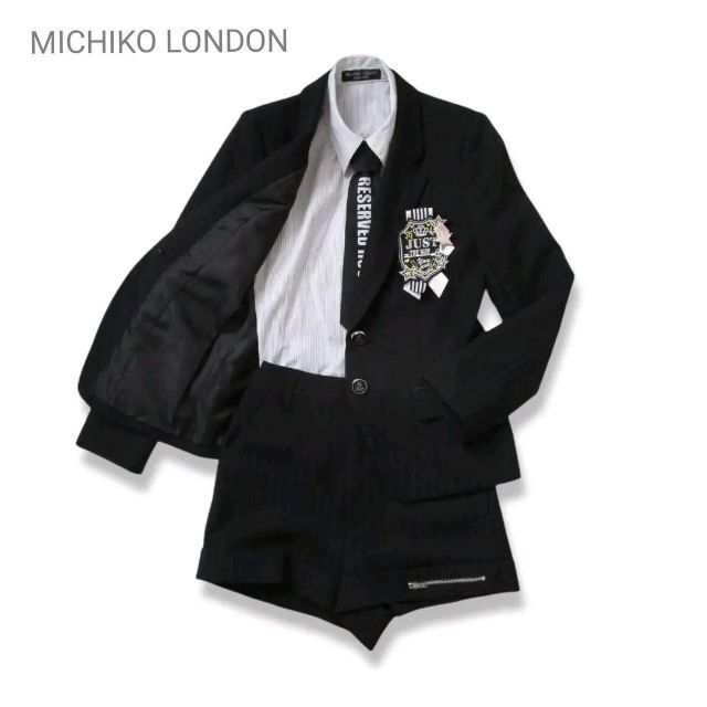 ミチコロンドン 160 フォーマル スーツ ネクタイ 黒 ブラック 女の子