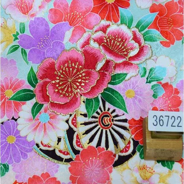 お宮参り 女児 正絹 のしめ 金刺繍 鈴 花車 鼓 水色×ピンク