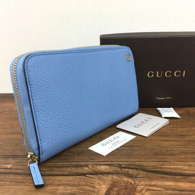 未使用品 GUCCI 長財布 449347 水色 インターロッキング 273