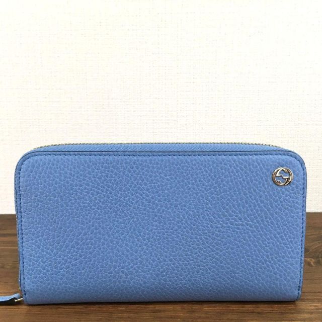 未使用品 GUCCI 長財布 449347 水色 インターロッキング 273