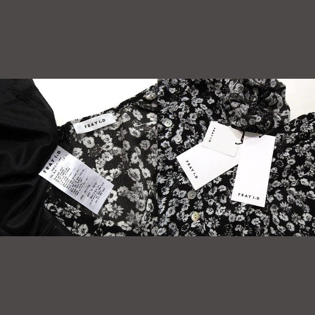 FRAY I.D(フレイアイディー)のフレイアイディータグ付き カシュクール フラワー ワンピース 花柄 黒 0 レディースのワンピース(ロングワンピース/マキシワンピース)の商品写真