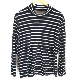 ユニクロ(UNIQLO)のUNIQLO ユニクロ ヒートテック フリースシャツ ネイビー L ボーダー柄(Tシャツ(長袖/七分))