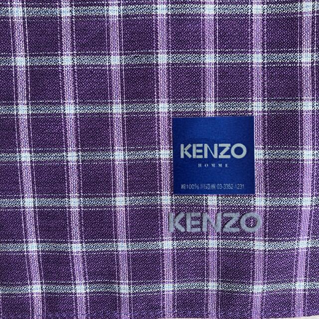 KENZO(ケンゾー)のケンゾーKENZO チェックハンカチ2枚セット　クリーム＆パープル メンズのファッション小物(ハンカチ/ポケットチーフ)の商品写真