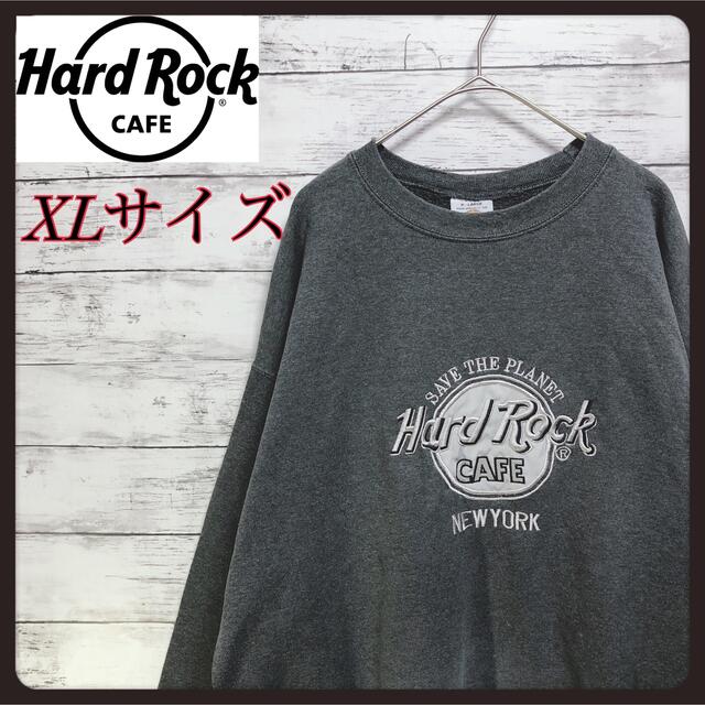 【大人気】ハードロックカフェ シルバー 銀刺繍 紺 トレーナー スウェット