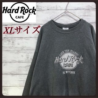 【大人気】ハードロックカフェ シルバー 銀刺繍 紺 トレーナー スウェット(スウェット)