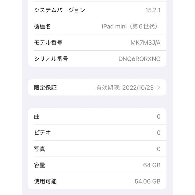 iPad mini 6 Wi-Fi 64GB MK7M3J/A スペースグレイ