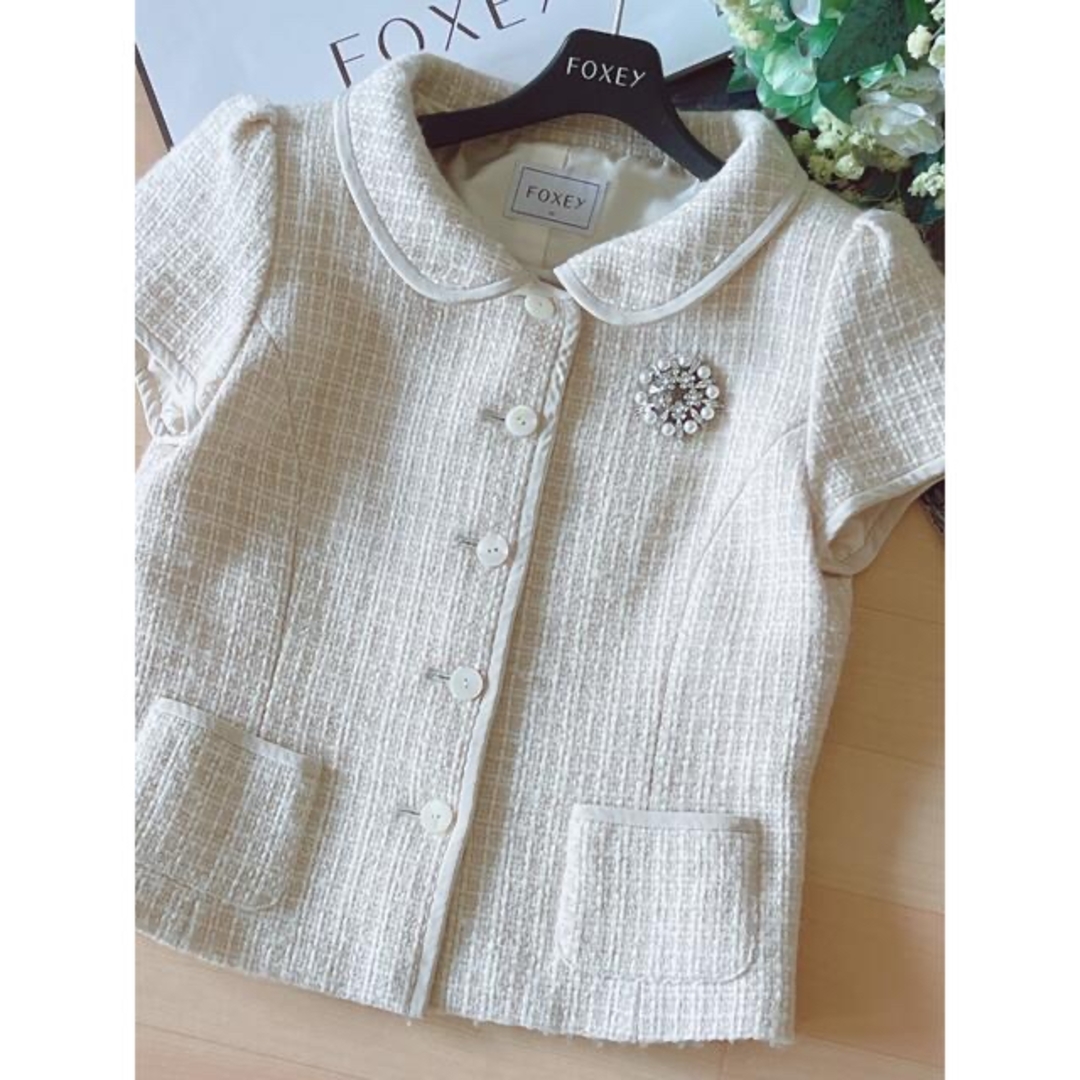 FOXEY - 極美品!FOXEY 高級ツイード素材スーツ 入学、卒業式用 FOXEY - 極美品!FOXEY 高級ツイード素材スーツ 入学、卒業式用