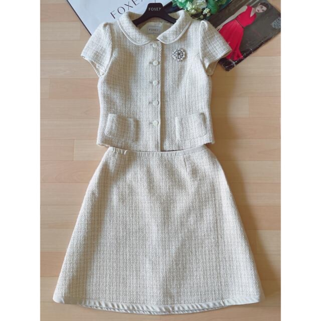 FOXEY - 極美品!FOXEY 高級ツイード素材スーツ 入学、卒業式用 FOXEY - 極美品!FOXEY 高級ツイード素材スーツ 入学、卒業式用