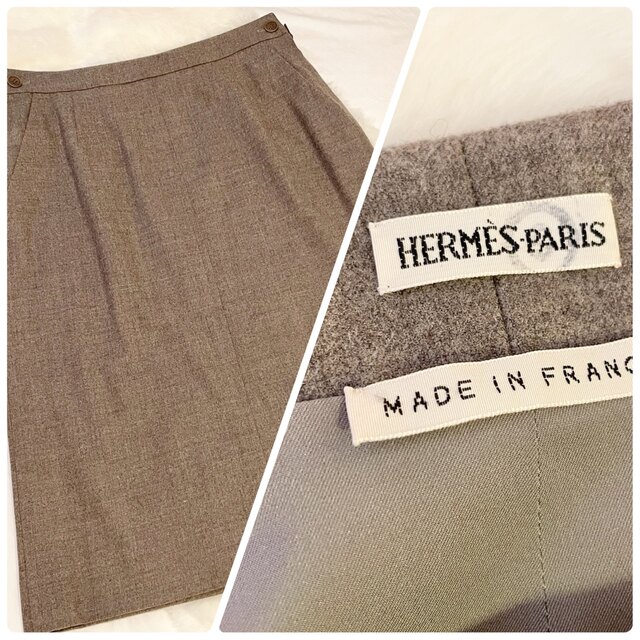 Hermes(エルメス)のエルメス マルジェラ期 膝丈スカート ウール 茶色 レディースのスカート(ひざ丈スカート)の商品写真