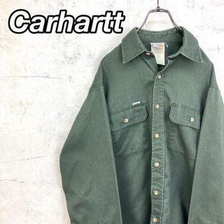 カーハート(carhartt)の希少 90s カーハート ワークシャツ タグロゴ ビッグシルエット(シャツ)