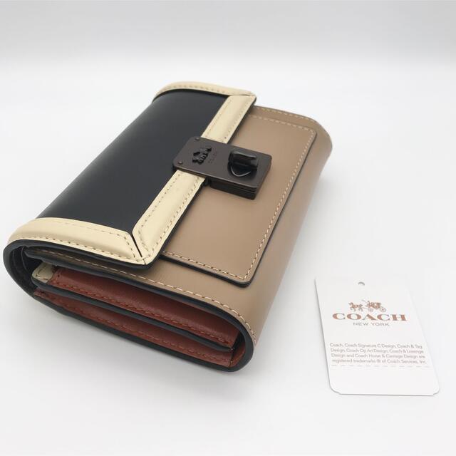 COACH 財布 大人気! ハットン ウォレット カラーブロック ブラック 新品 7