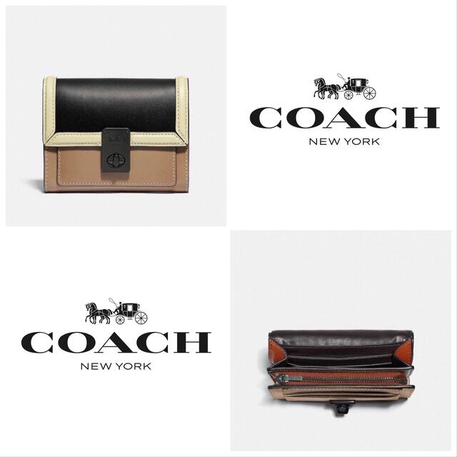 COACH 財布 大人気! ハットン ウォレット カラーブロック ブラック 新品 9