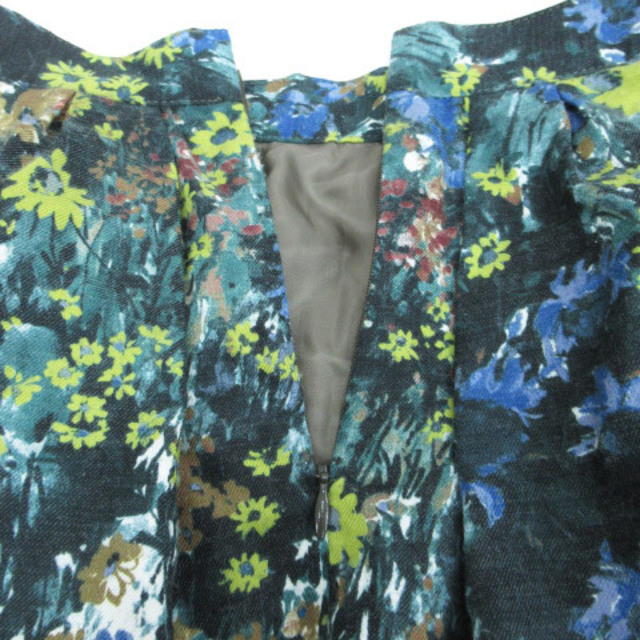 ABAHOUSE(アバハウス)のアバハウス フレアスカート ひざ丈 花柄 総柄 38 黒 紺 /FF18 レディースのスカート(ひざ丈スカート)の商品写真