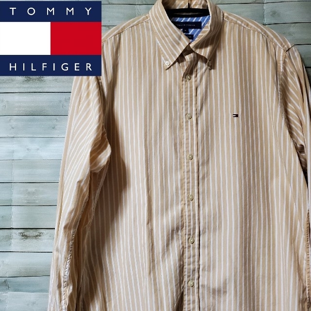 TOMMY HILFIGER(トミーヒルフィガー)のTOMMY HILFIGER トミーヒルフィガー ストライプシャツ ベージュ M メンズのトップス(シャツ)の商品写真