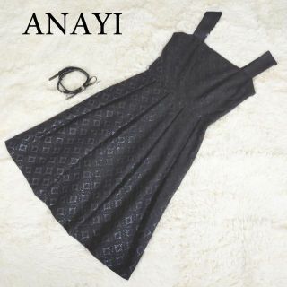 アナイ(ANAYI)のアナイ　美品!!ノースリーブワンピース　ラメ　ベルト付(ひざ丈ワンピース)