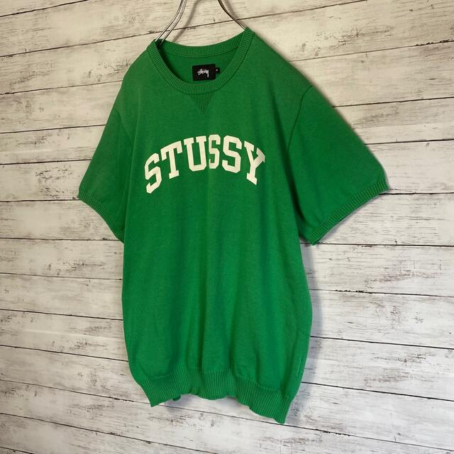 STUSSY(ステューシー)の【希少カラー】ステューシー　プリントアーチロゴ　サマーニット　Tシャツ　入手困難 メンズのトップス(Tシャツ/カットソー(半袖/袖なし))の商品写真