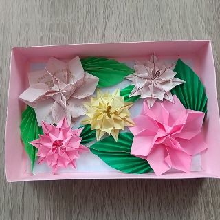 ハンドメイド おりがみ ダリア フラワーボックス風(その他)