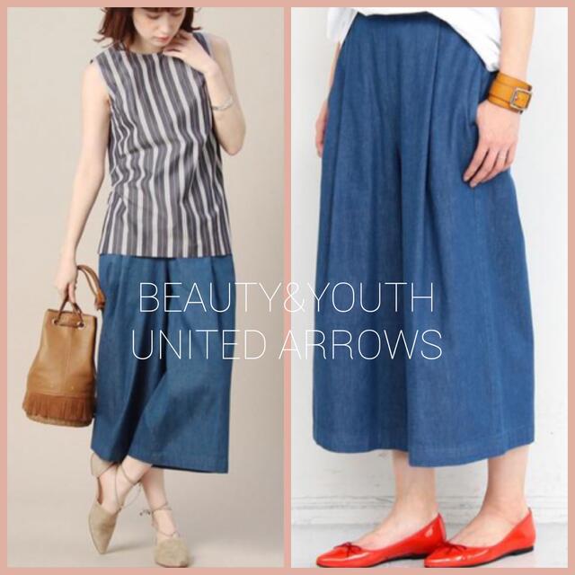 BEAUTY&YOUTH UNITED ARROWS(ビューティアンドユースユナイテッドアローズ)のBEAUTY&YOUTH デニムタックガウチョパンツ レディースのパンツ(カジュアルパンツ)の商品写真