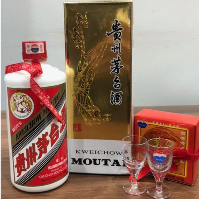 マオタイ酒・中国酒38%・500ml2003年・天女ラベルミニグラス・箱付 1