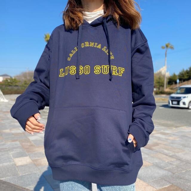 カラーNavyサーフ系☆LUSSO SURF 刺繍パーカー　ネイビー　Lサイズ☆ロンハーマン