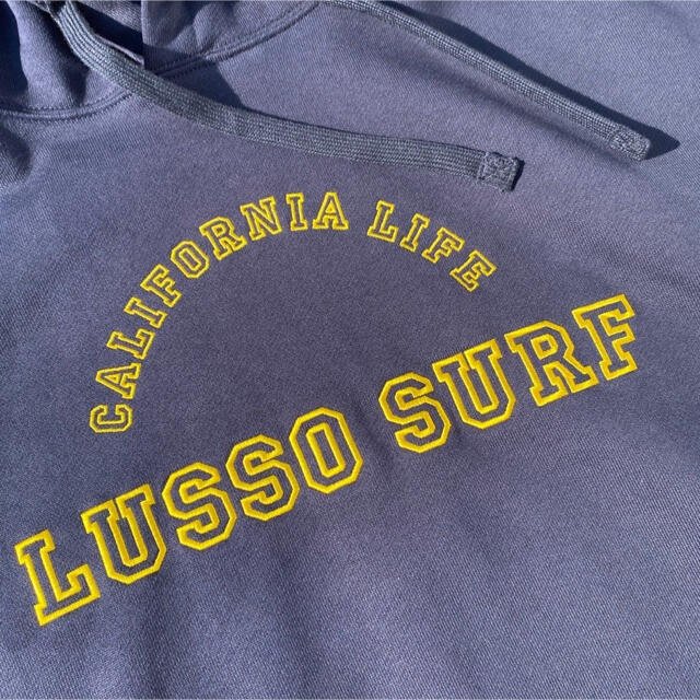 ストリート系☆LUSSO SURF刺繍ロゴパーカー　ネイビー　L ロンハーマン