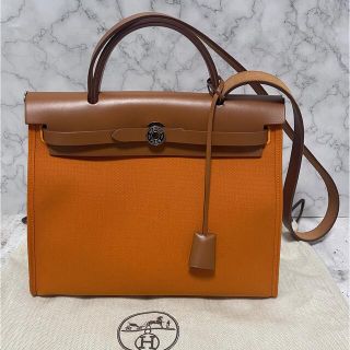 エルメス(Hermes)の美品　エルメス　エールバッグジップ31 エールバッグ　オレンジ(ハンドバッグ)