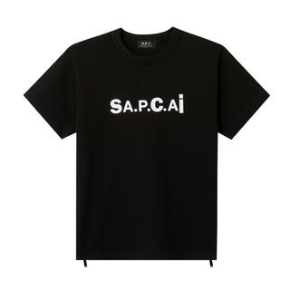 サカイ(sacai)のsacai x A.P.C. Tシャツ BLACK Mサイズ(Tシャツ/カットソー(半袖/袖なし))